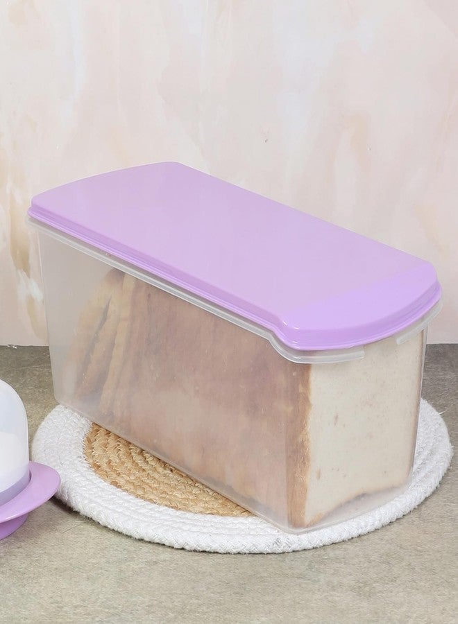 Gluman Multi Storage Bread Box Container & Organizer Set for Kitchen, Refrigerator & Home Use Airtight 100% Food Grade Container (33 X 15 X 11.8 Cm) (Purple) - Image 1